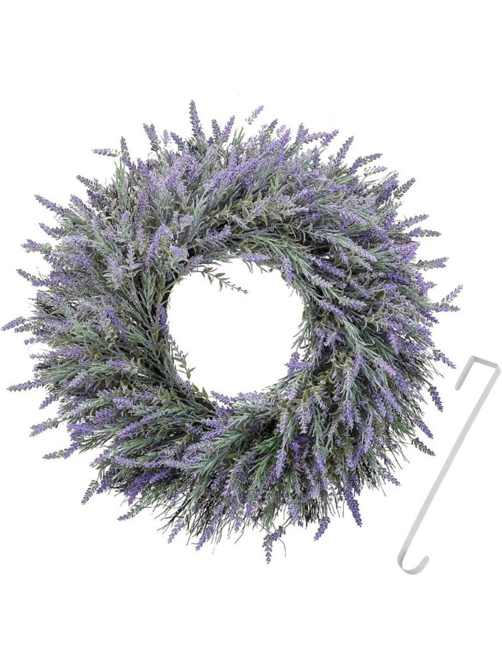 24-Inch Lavender Spring Wreath with Welcome Sign - Perfect for Year-Round Decor